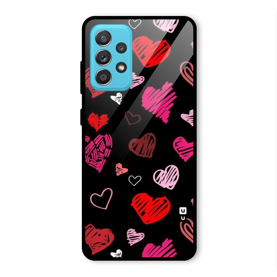 Hearts Art Pattern Glass Back Case for Galaxy A52s 5G