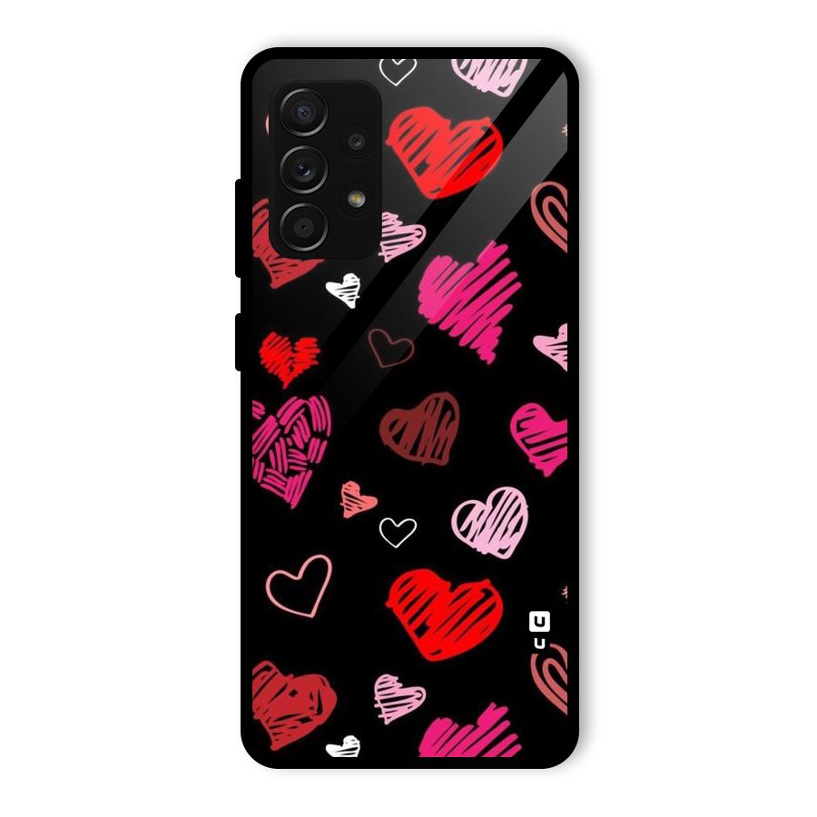 Hearts Art Pattern Glass Back Case for Galaxy A53 5G