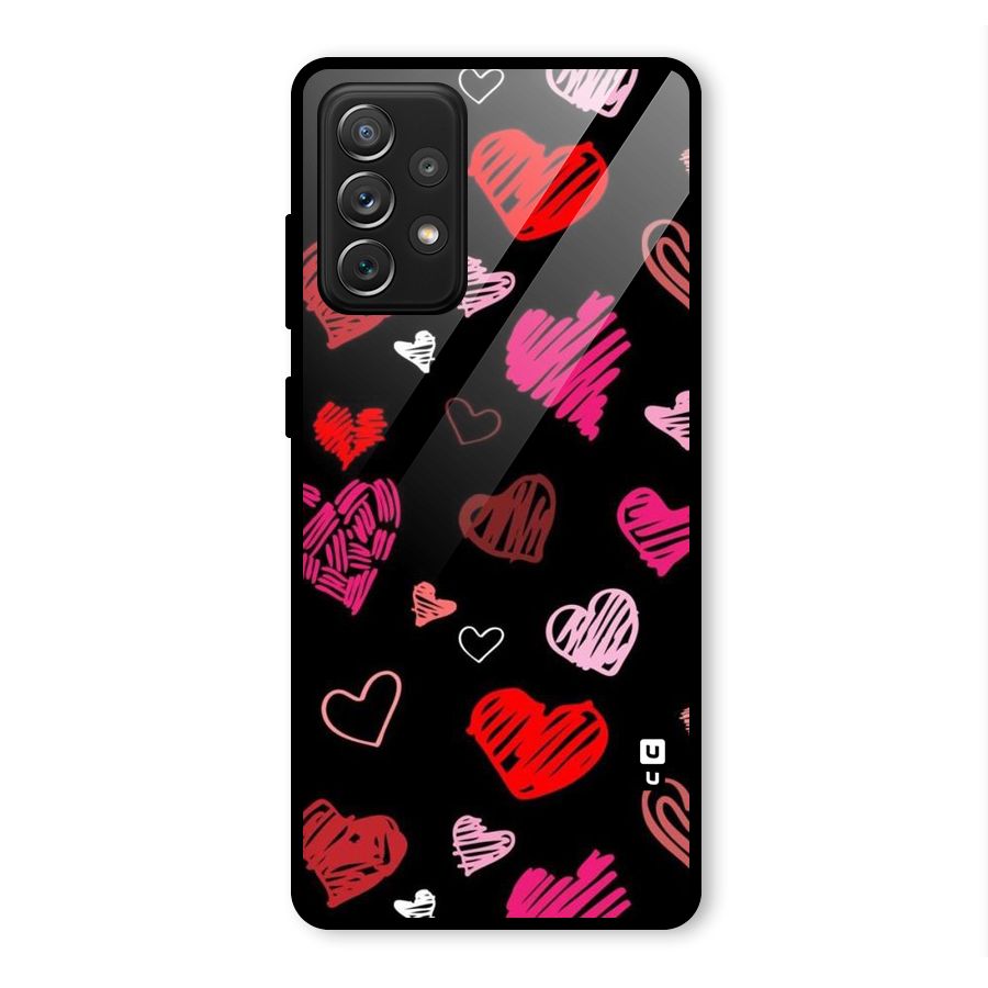 Hearts Art Pattern Glass Back Case for Galaxy A72