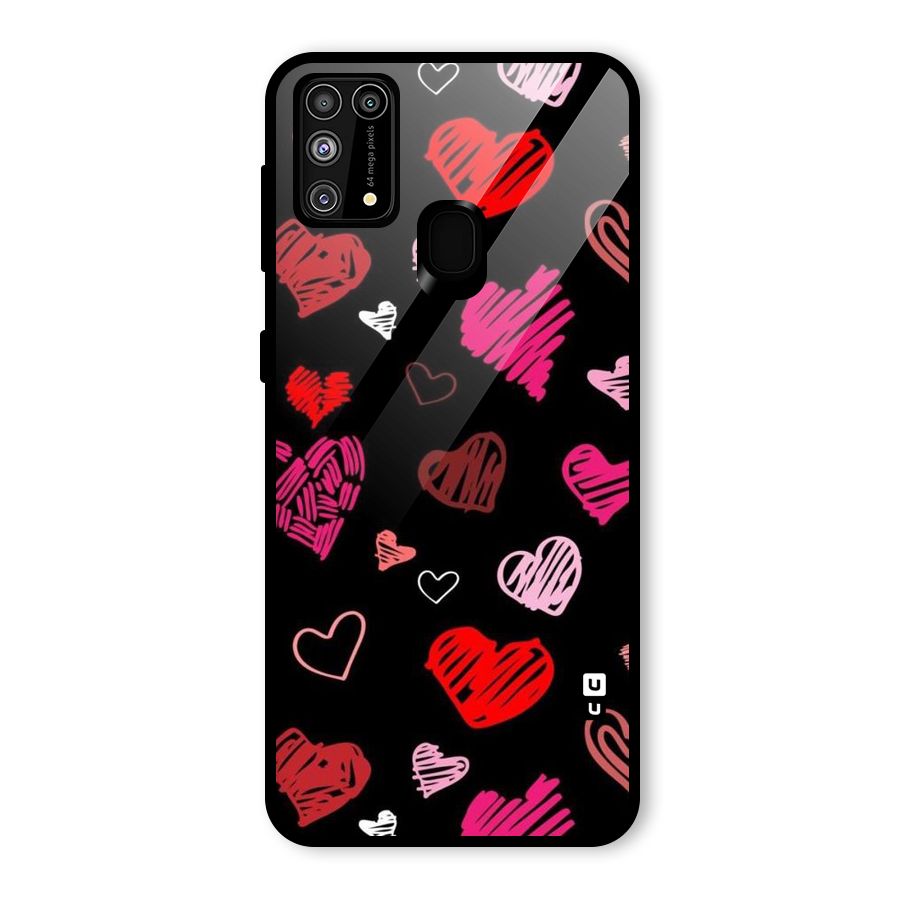 Hearts Art Pattern Glass Back Case for Galaxy F41