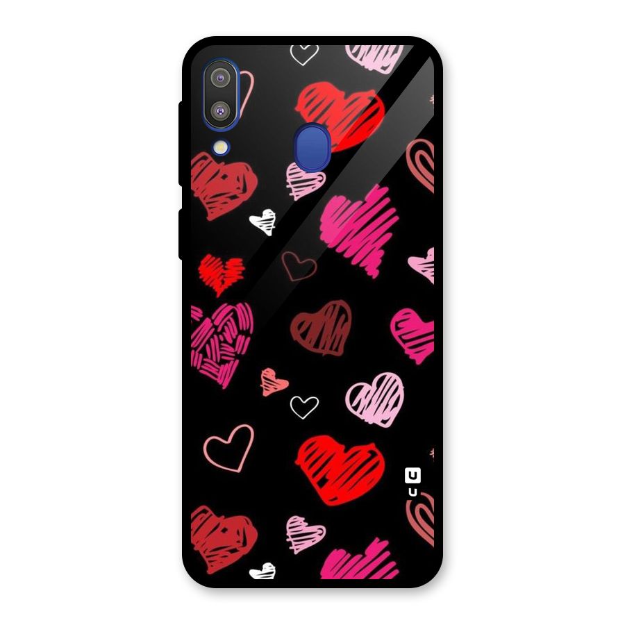 Hearts Art Pattern Glass Back Case for Galaxy M20