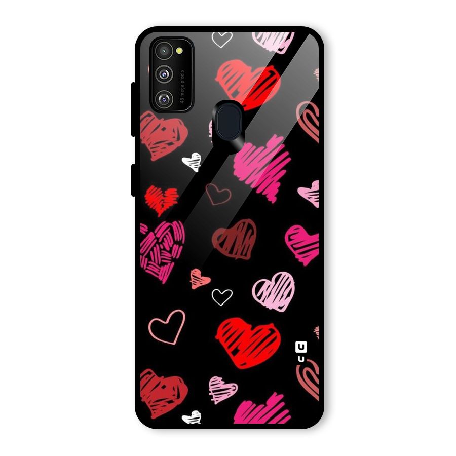 Hearts Art Pattern Glass Back Case for Galaxy M30s