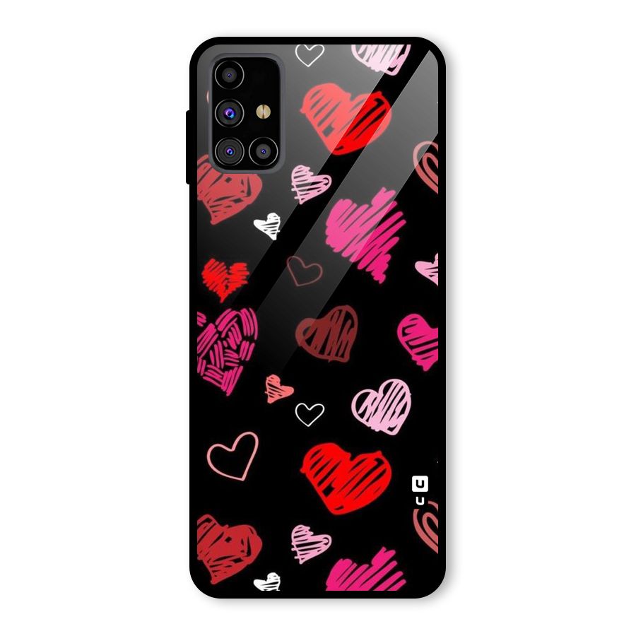 Hearts Art Pattern Glass Back Case for Galaxy M31s