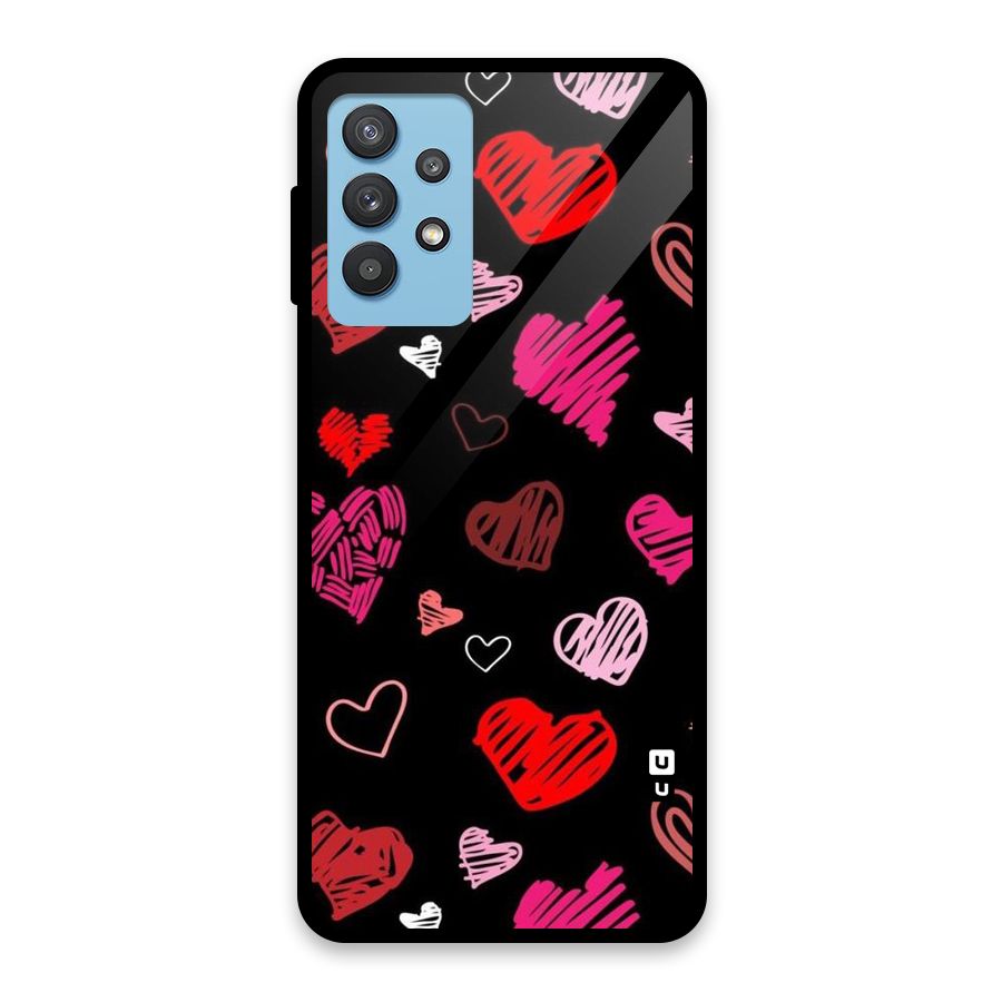 Hearts Art Pattern Glass Back Case for Galaxy M32 5G
