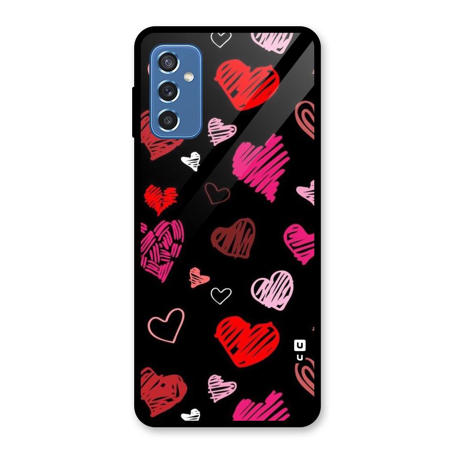 Hearts Art Pattern Glass Back Case for Galaxy M52 5G