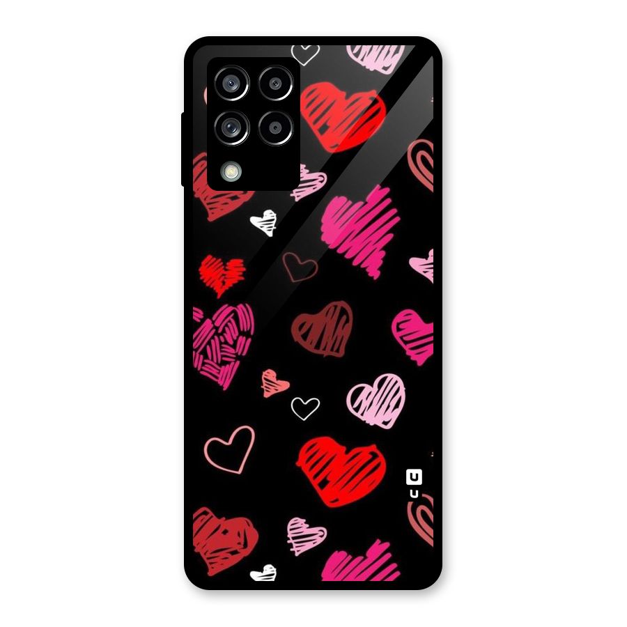 Hearts Art Pattern Glass Back Case for Galaxy M53 5G
