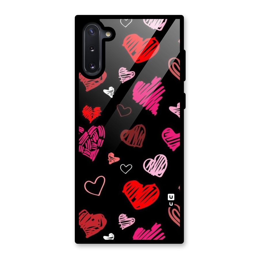 Hearts Art Pattern Glass Back Case for Galaxy Note 10