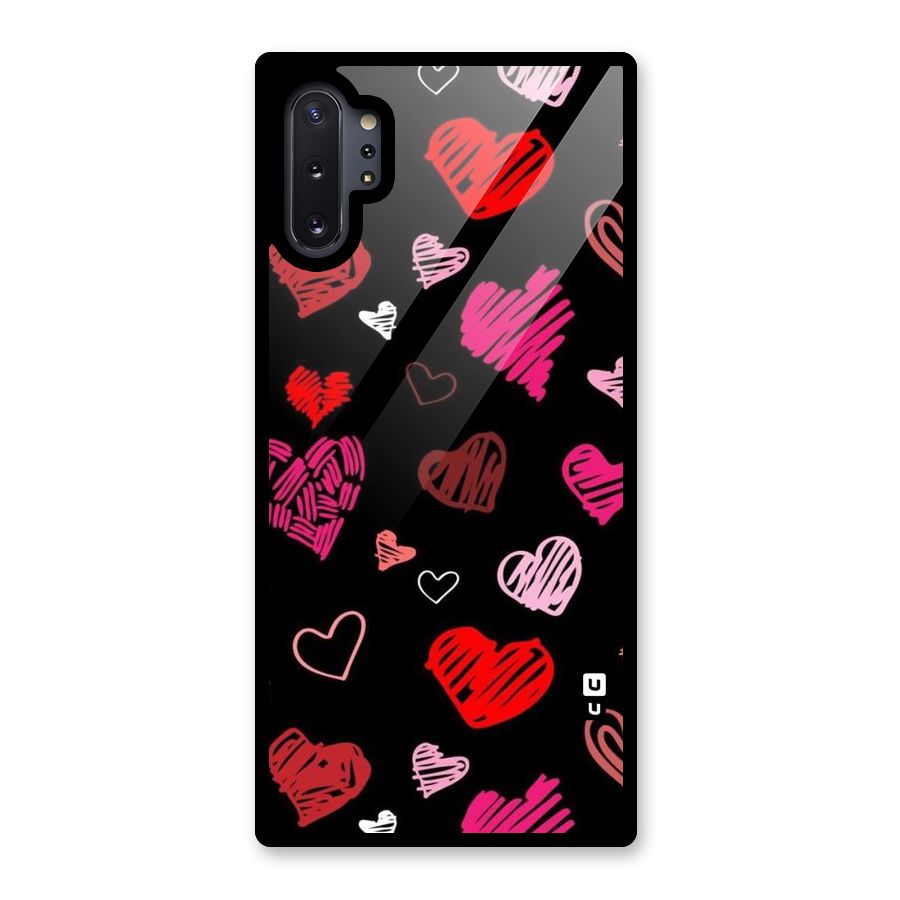 Hearts Art Pattern Glass Back Case for Galaxy Note 10 Plus