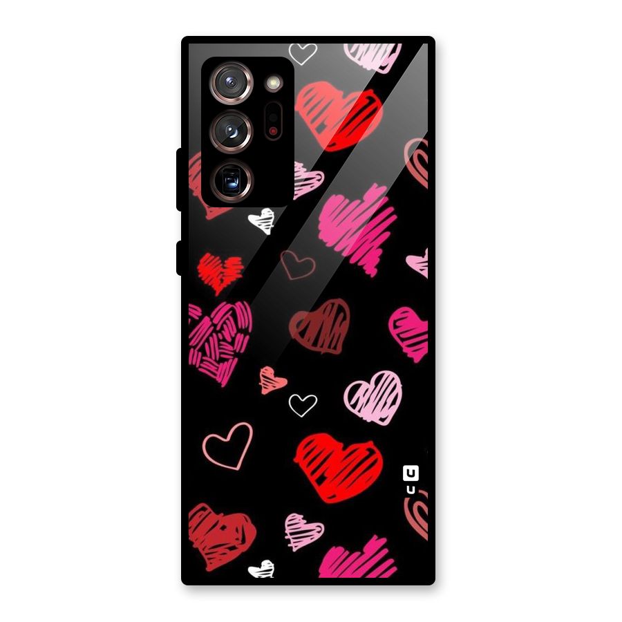Hearts Art Pattern Glass Back Case for Galaxy Note 20 Ultra