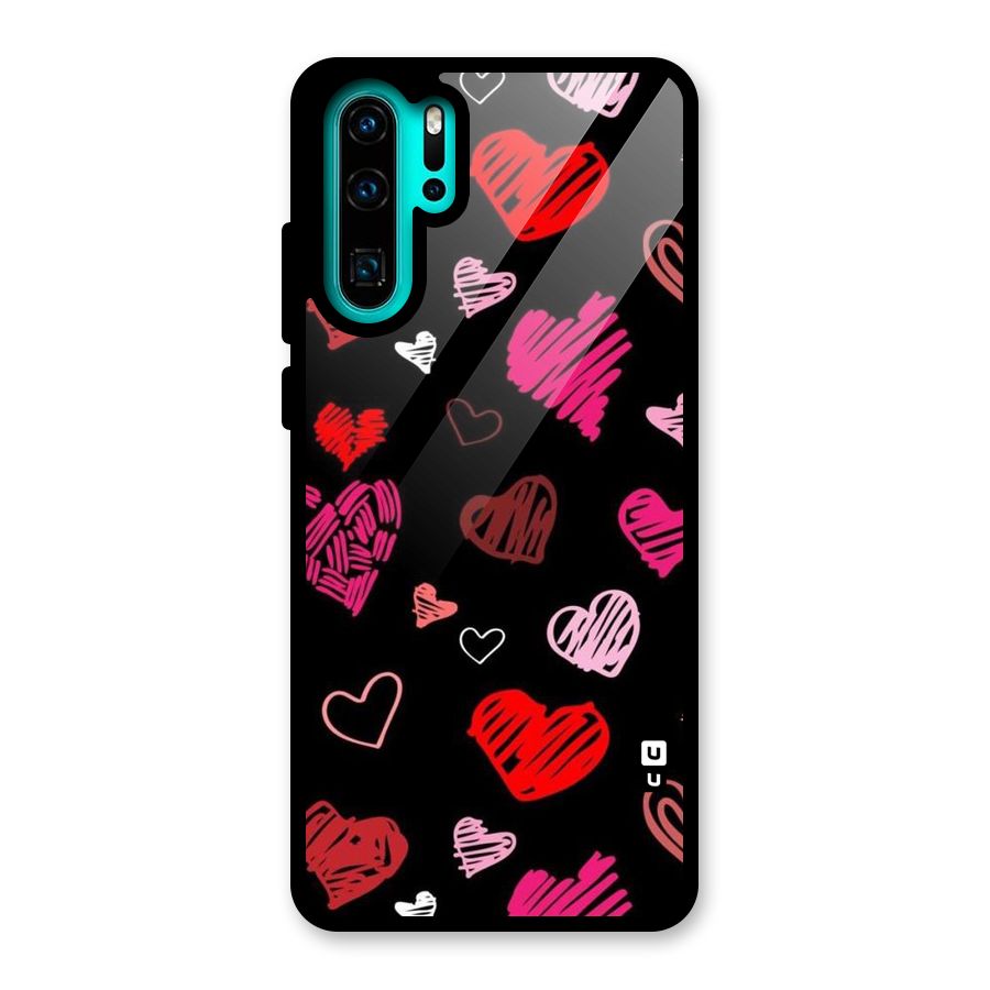 Hearts Art Pattern Glass Back Case for Huawei P30 Pro