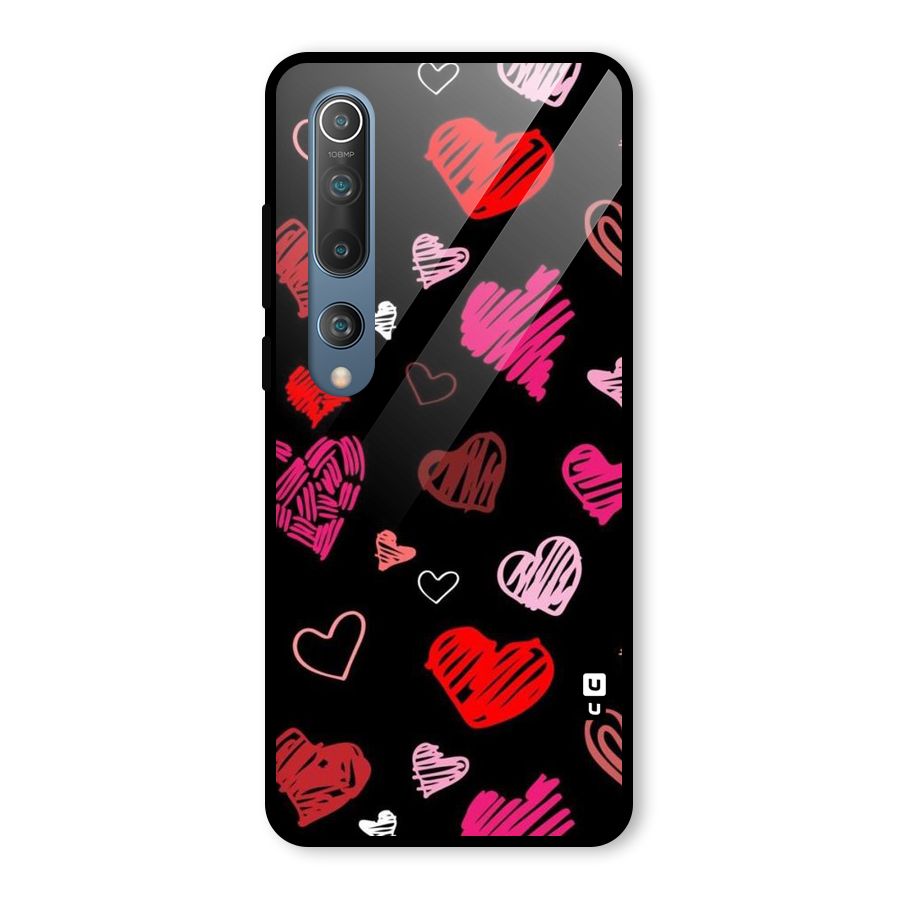 Hearts Art Pattern Glass Back Case for Mi 10