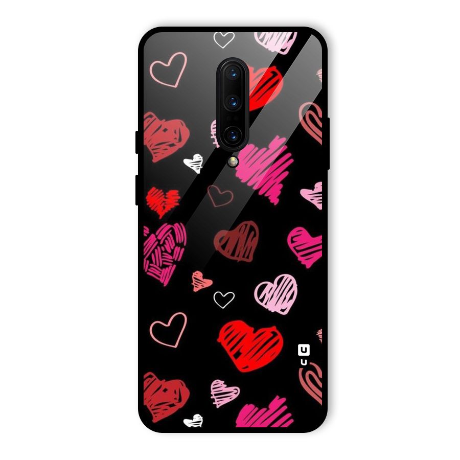 Hearts Art Pattern Glass Back Case for OnePlus 7 Pro