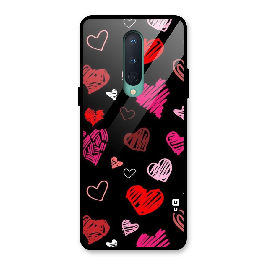 Hearts Art Pattern Glass Back Case for OnePlus 8