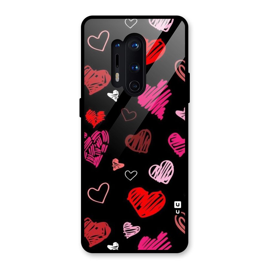 Hearts Art Pattern Glass Back Case for OnePlus 8 Pro