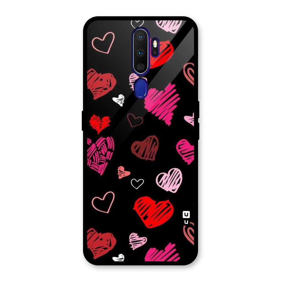 Hearts Art Pattern Glass Back Case for Oppo A9 (2020)