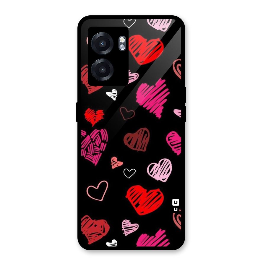 Hearts Art Pattern Glass Back Case for Oppo K10 (5G)