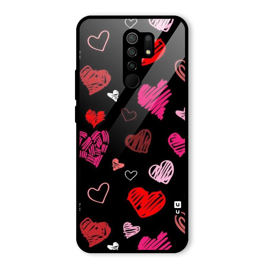 Hearts Art Pattern Glass Back Case for Poco M2