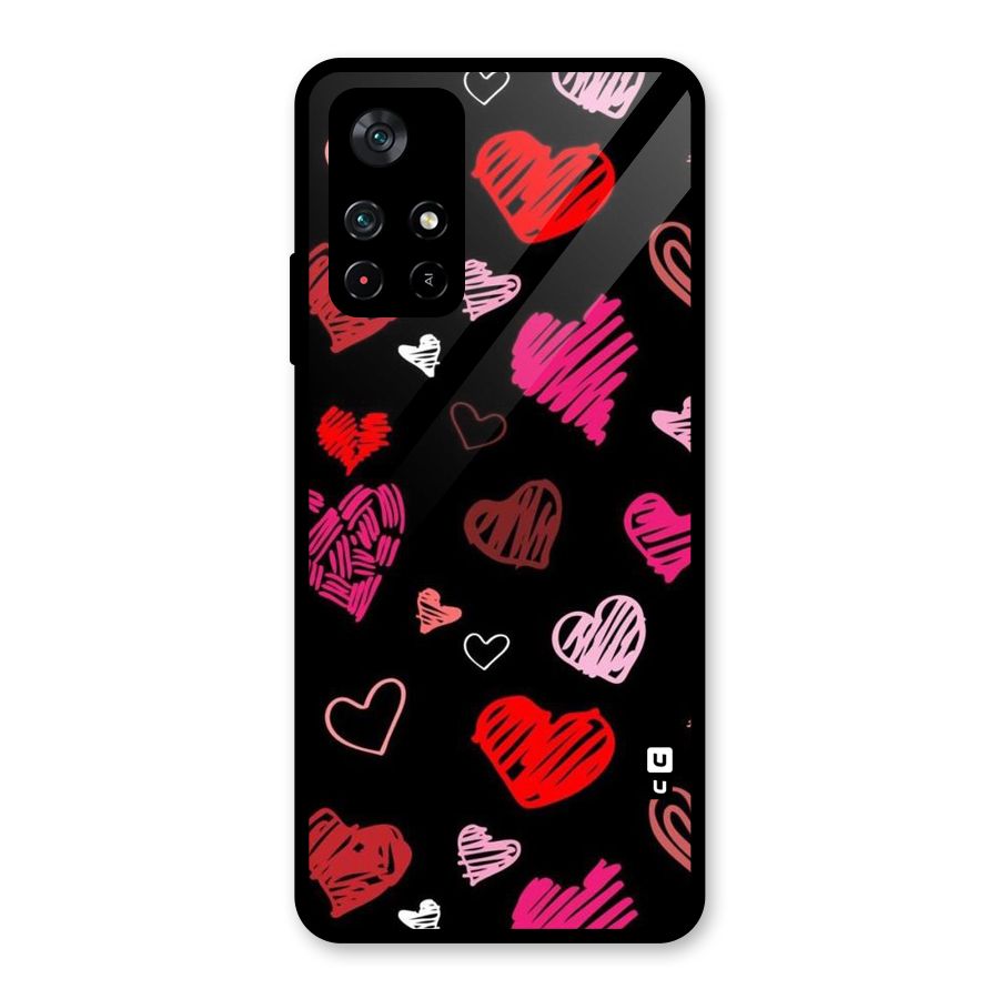Hearts Art Pattern Glass Back Case for Poco M4 Pro 5G