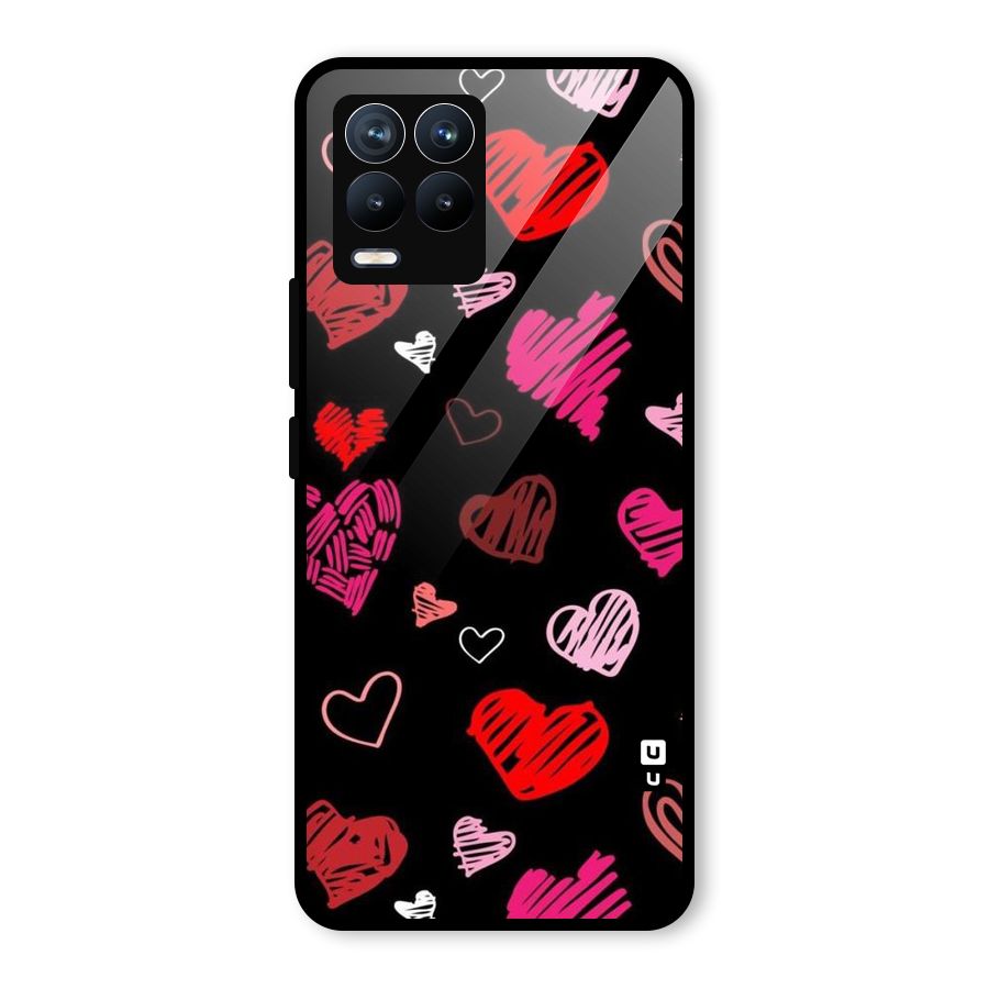 Hearts Art Pattern Glass Back Case for Realme 8