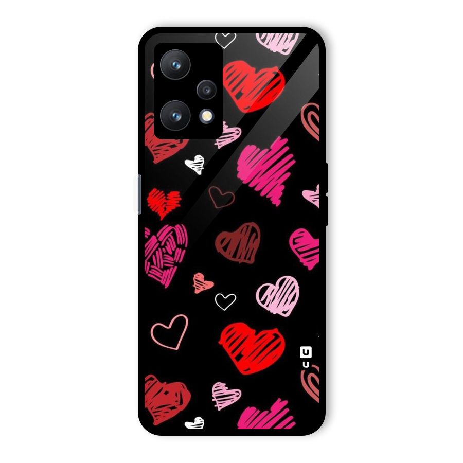 Hearts Art Pattern Glass Back Case for Realme 9 Pro 5G