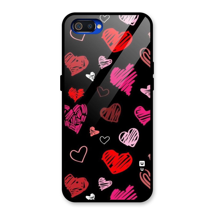 Hearts Art Pattern Glass Back Case for Realme C2