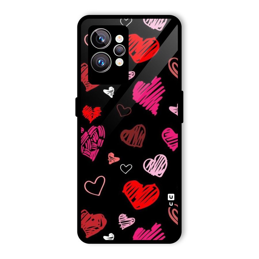 Hearts Art Pattern Glass Back Case for Realme GT2 Pro