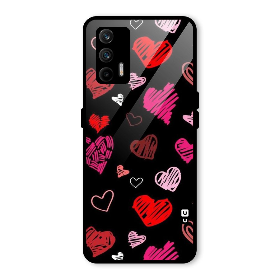 Hearts Art Pattern Glass Back Case for Realme GT 5G