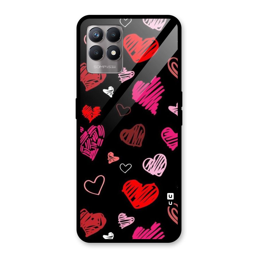 Hearts Art Pattern Glass Back Case for Realme Narzo 50