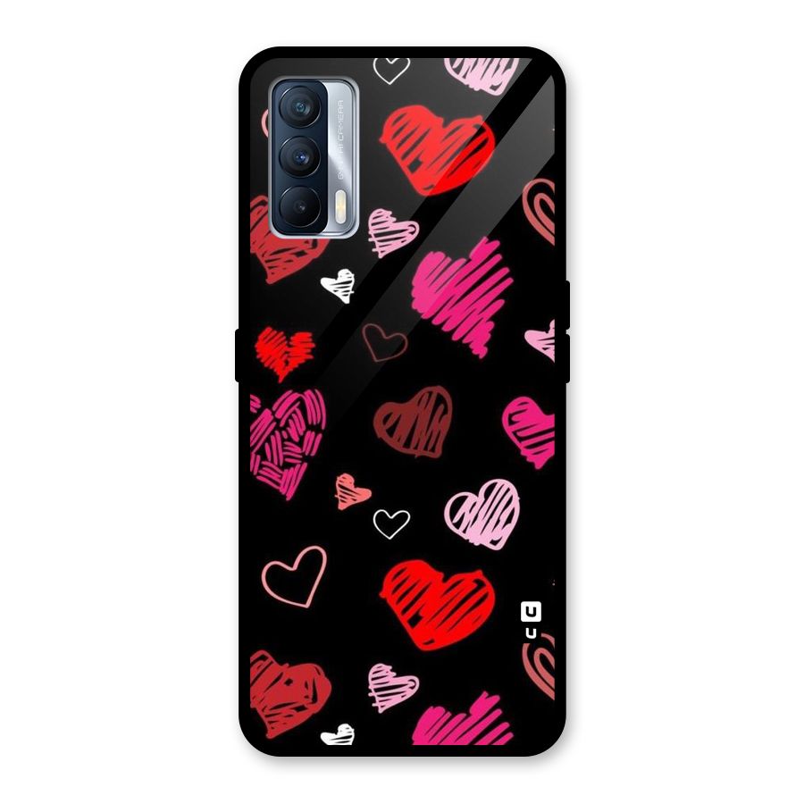 Hearts Art Pattern Glass Back Case for Realme X7