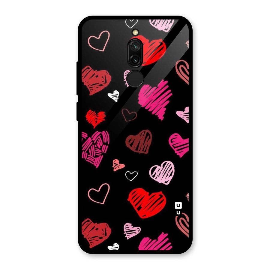 Hearts Art Pattern Glass Back Case for Redmi 8