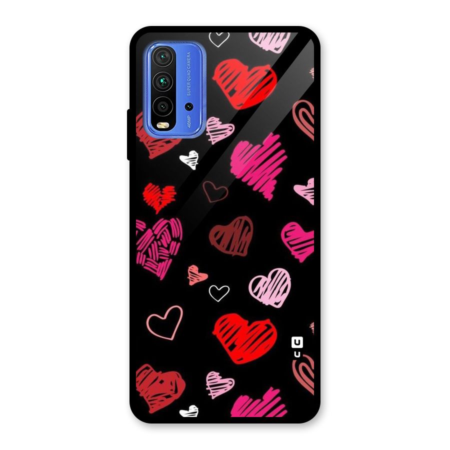 Hearts Art Pattern Glass Back Case for Redmi 9 Power