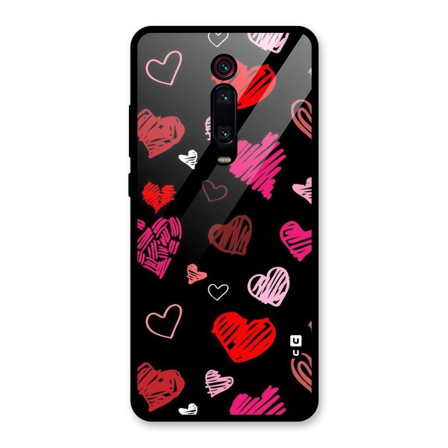 Hearts Art Pattern Glass Back Case for Redmi K20 Pro