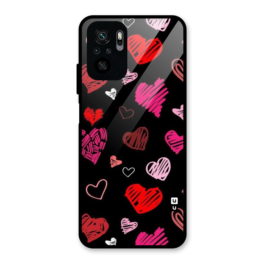 Hearts Art Pattern Glass Back Case for Redmi Note 10S