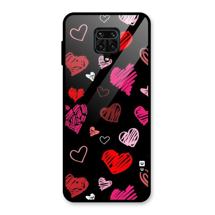Hearts Art Pattern Glass Back Case for Redmi Note 10 Lite