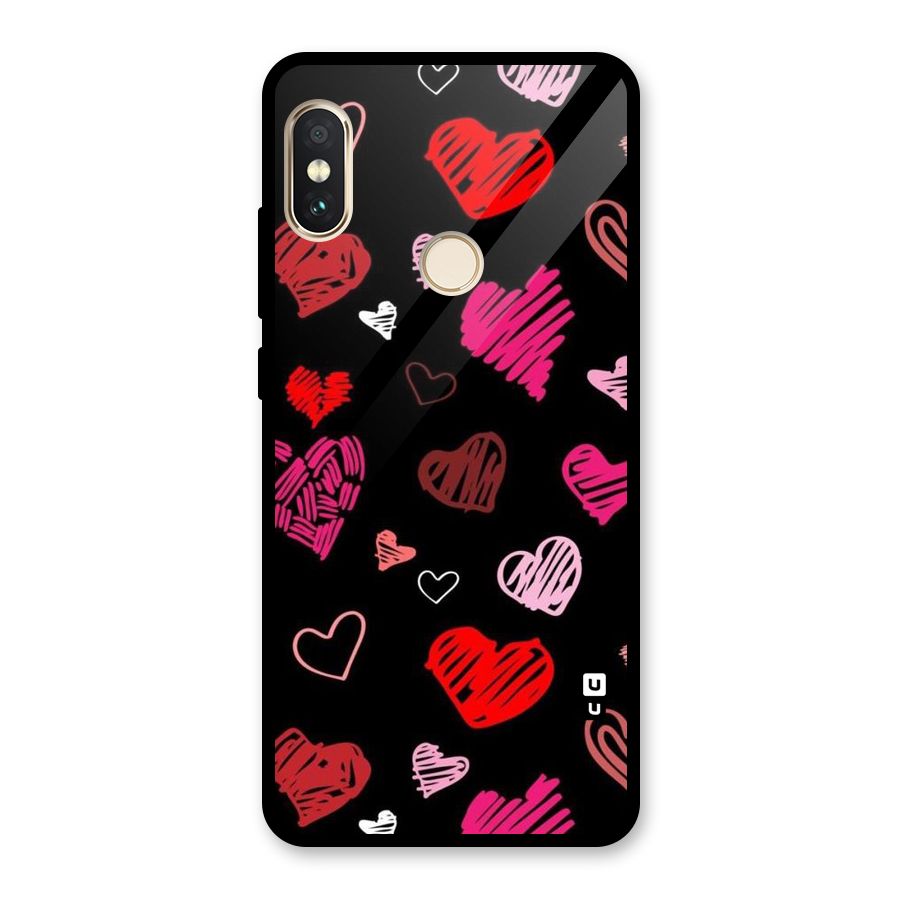 Hearts Art Pattern Glass Back Case for Redmi Note 5 Pro