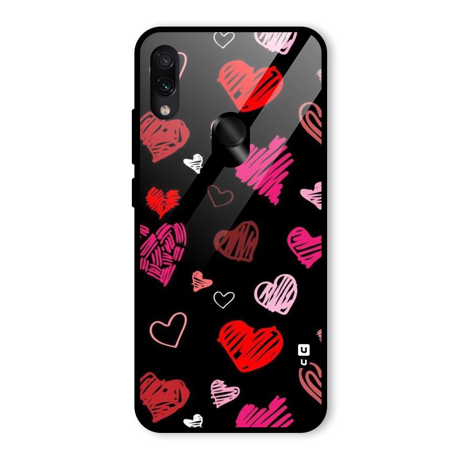 Hearts Art Pattern Glass Back Case for Redmi Note 7S