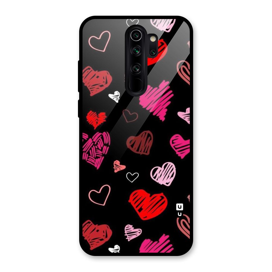 Hearts Art Pattern Glass Back Case for Redmi Note 8 Pro