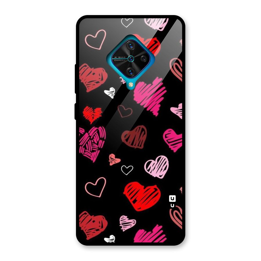 Hearts Art Pattern Glass Back Case for Vivo S1 Pro