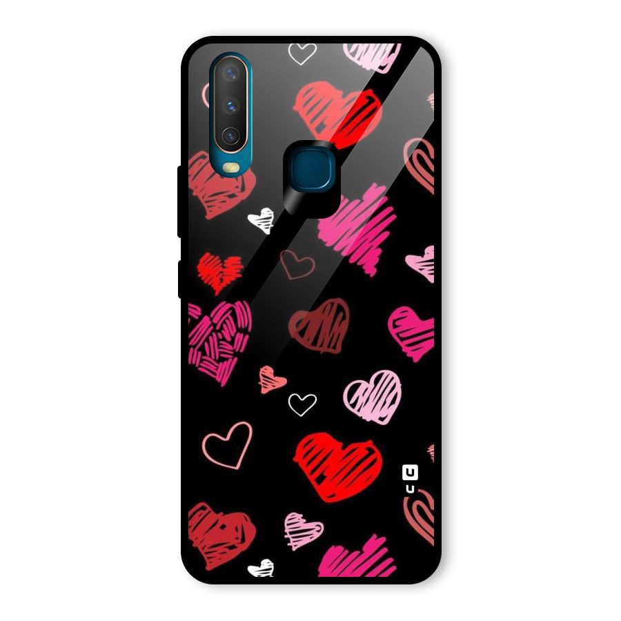 Hearts Art Pattern Glass Back Case for Vivo U10
