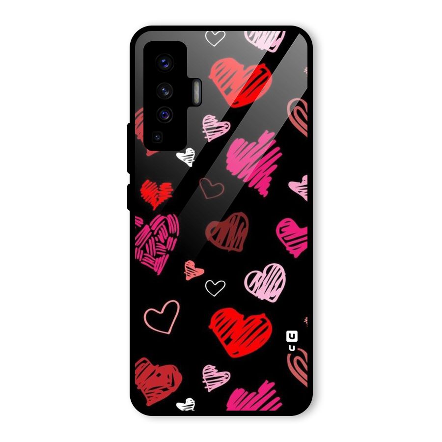 Hearts Art Pattern Glass Back Case for Vivo X50