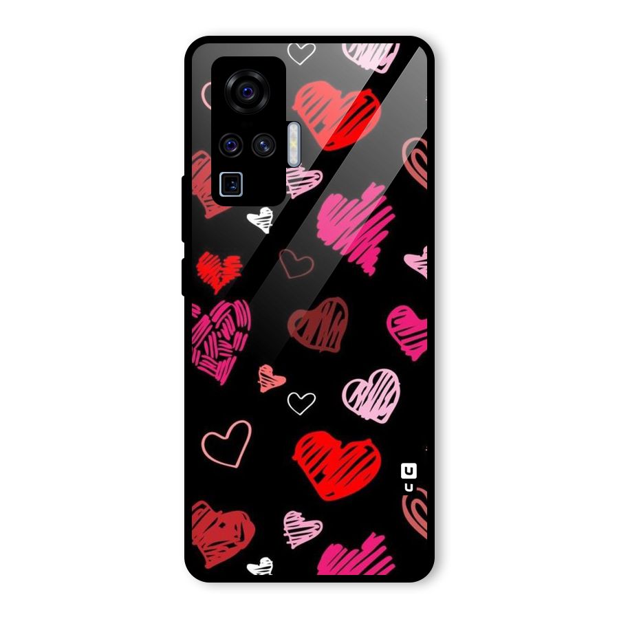 Hearts Art Pattern Glass Back Case for Vivo X50 Pro