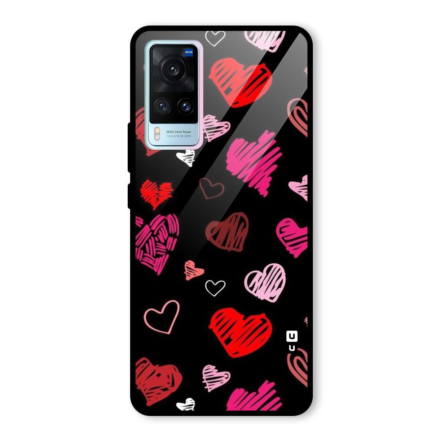 Hearts Art Pattern Glass Back Case for Vivo X60