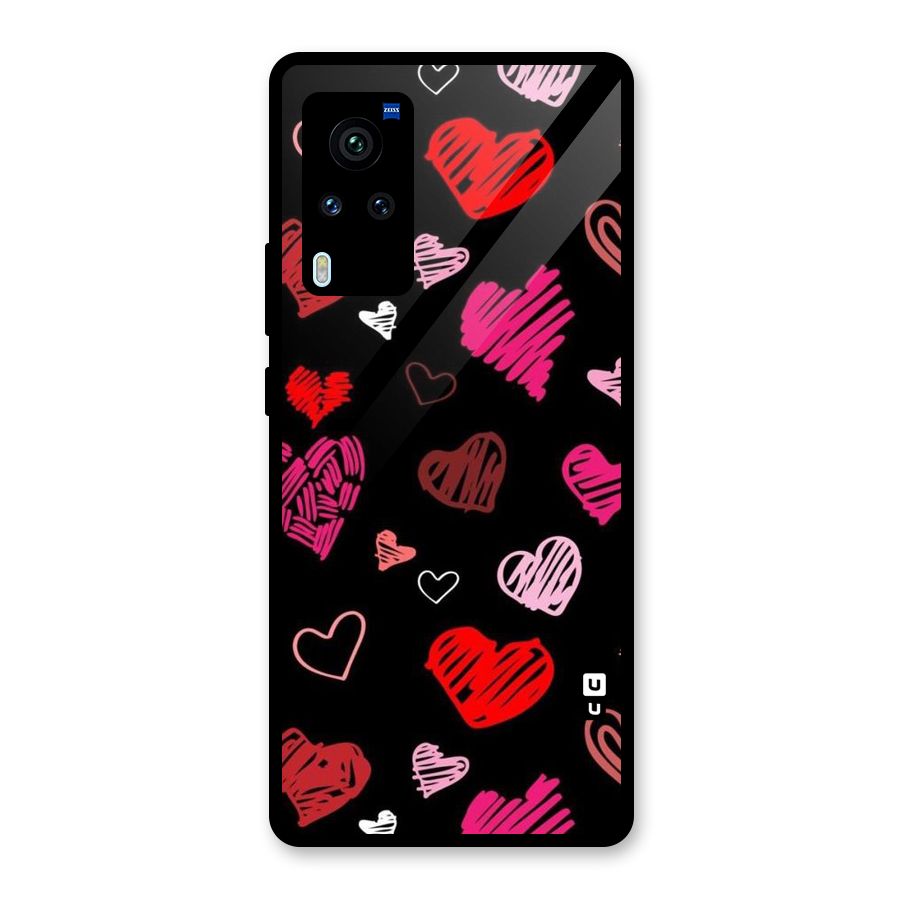 Hearts Art Pattern Glass Back Case for Vivo X60 Pro