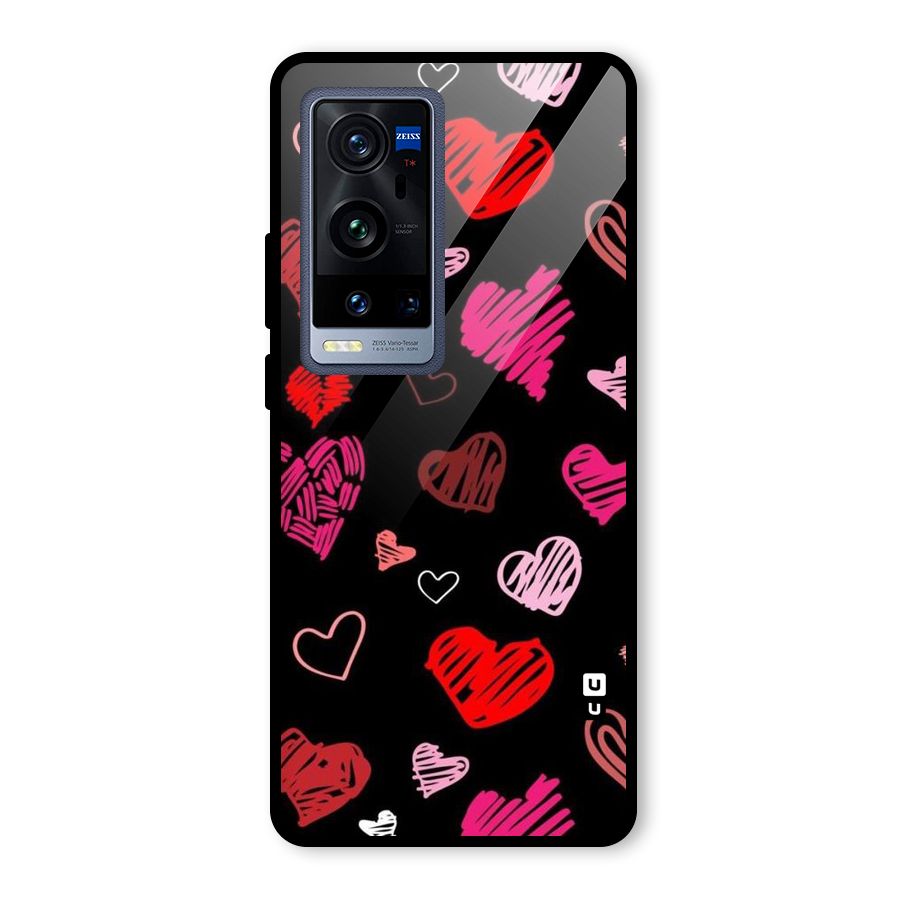 Hearts Art Pattern Glass Back Case for Vivo X60 Pro Plus