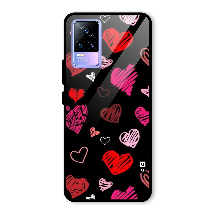 Hearts Art Pattern Glass Back Case for Vivo Y73