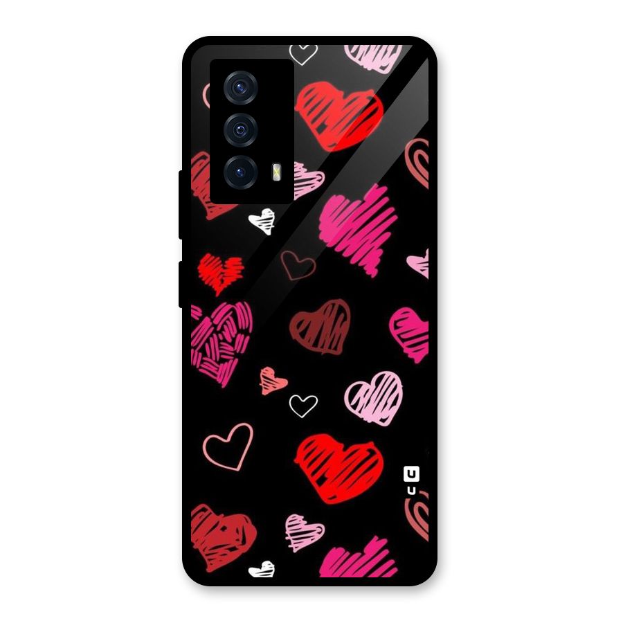 Hearts Art Pattern Glass Back Case for Vivo iQOO Z5