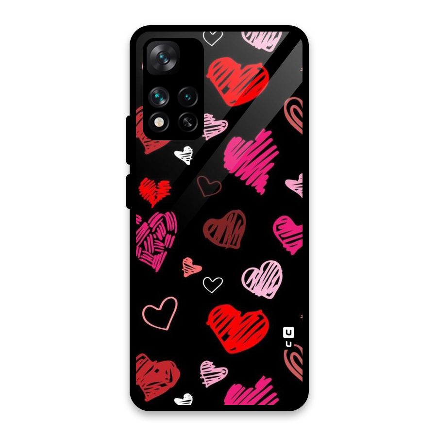Hearts Art Pattern Glass Back Case for Xiaomi 11i HyperCharge 5G
