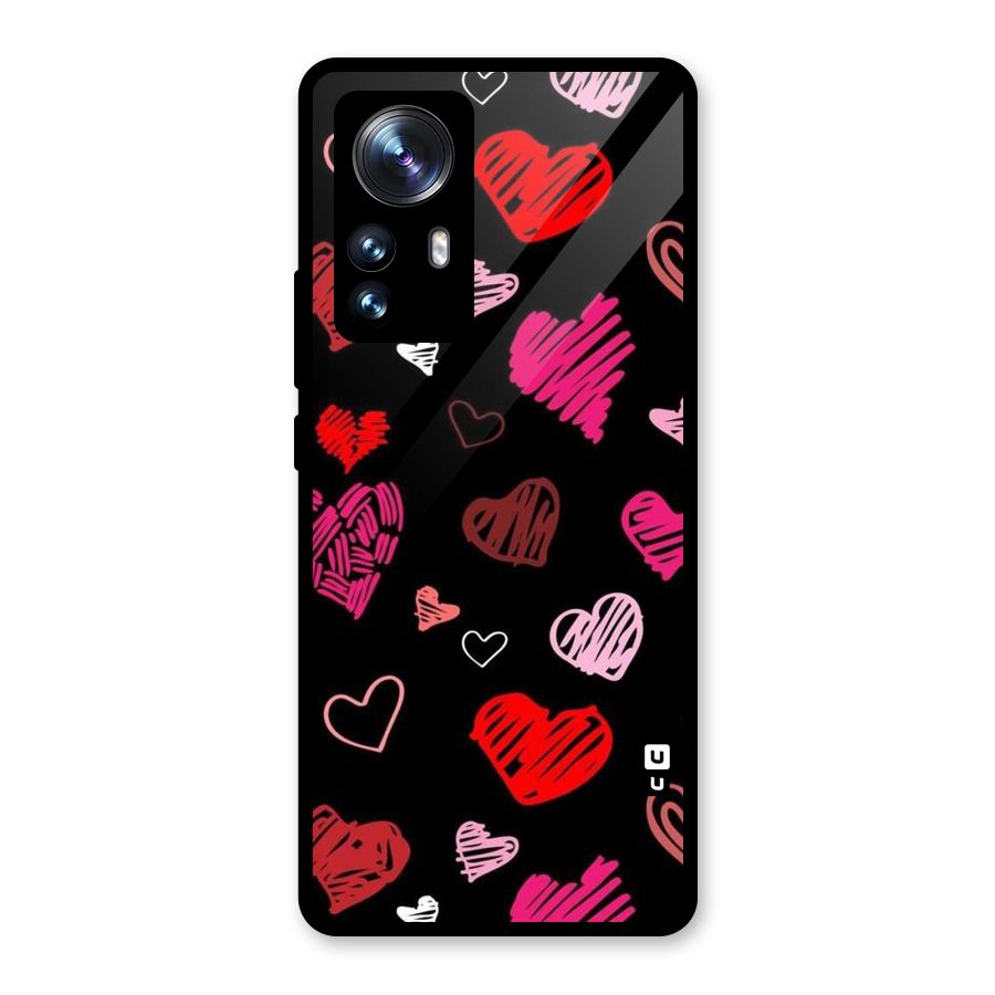 Hearts Art Pattern Glass Back Case for Xiaomi 12 Pro
