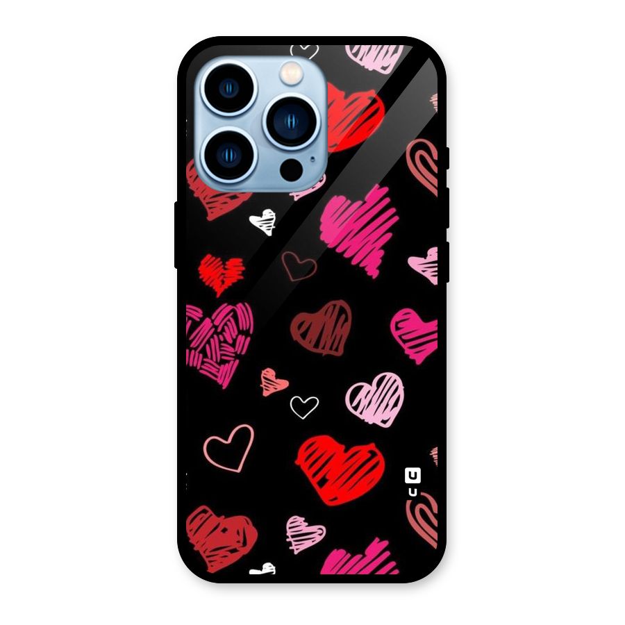 Hearts Art Pattern Glass Back Case for iPhone 13 Pro