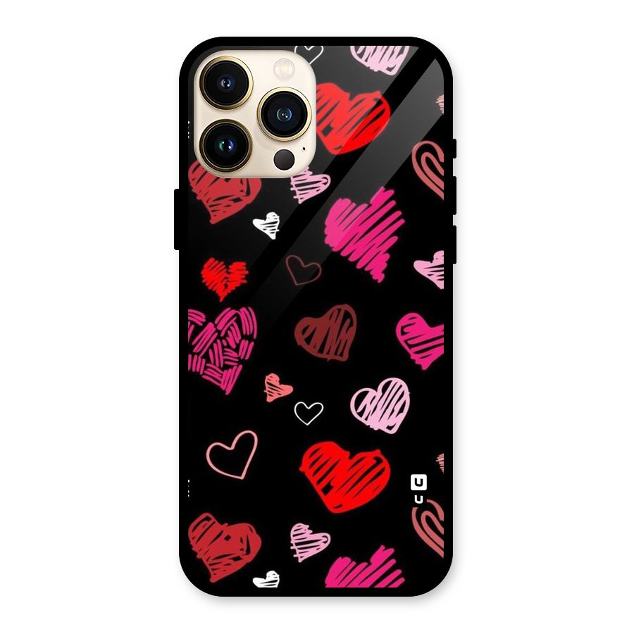 Hearts Art Pattern Glass Back Case for iPhone 13 Pro Max